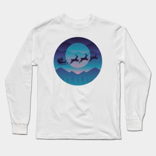 Santa flying his sleigh Long Sleeve T-Shirt